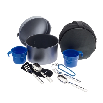 фото Набор посуды Non stick aluminium cooking set with 2 sets of cutleries, cups and cover Laken