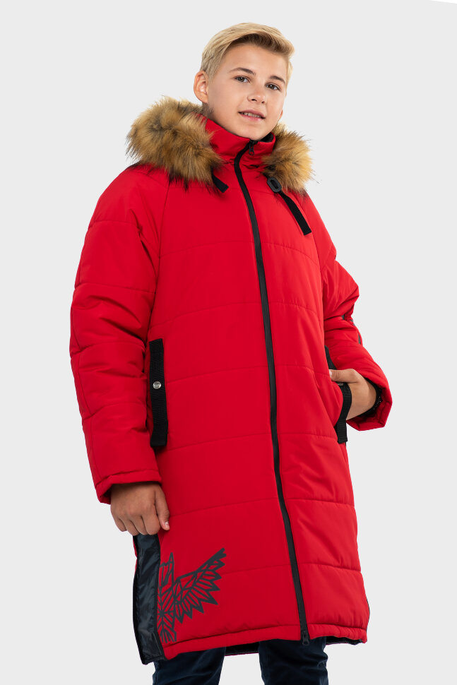 *Пальто мал арт. 13563 Talvi, цвет красный, размер 140/68