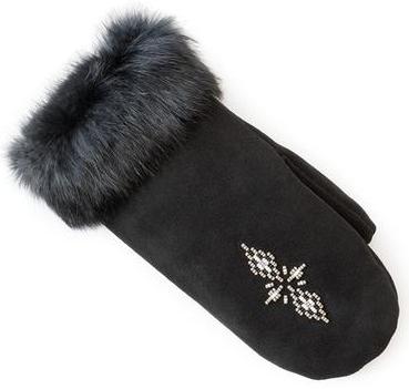 

Перчатки Suede Mitt with Fur Trim, Черный, Перчатки Suede Mitt with Fur Trim