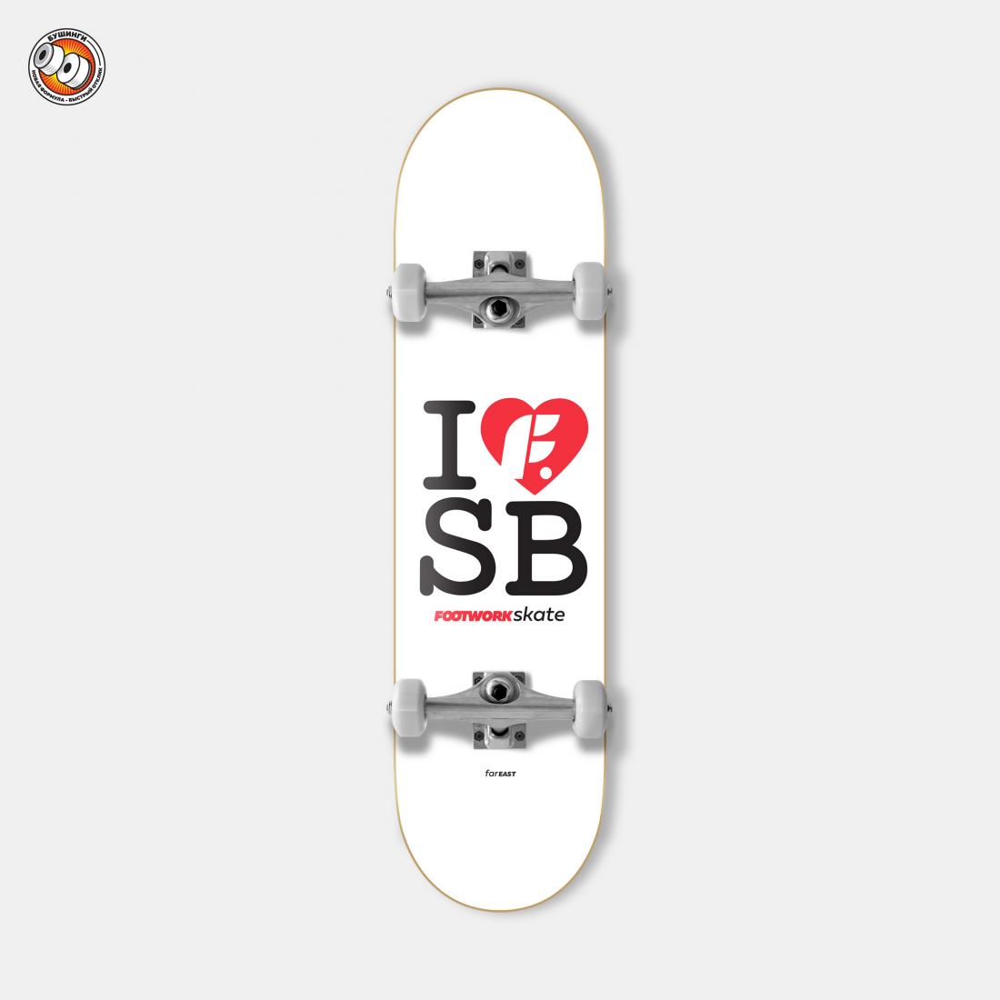 Скейтборд в сборе FOOTWORK I LOVE SB Footwork, цвет белый, размер 8x31 - фото 1