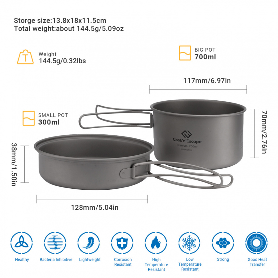 Купить Cook 'n' Escape ca2112 titanium pot with pan набор посуды 7 930 ₽ Cook 'n' Escape ca2112 titanium pot with pan набор посуды
