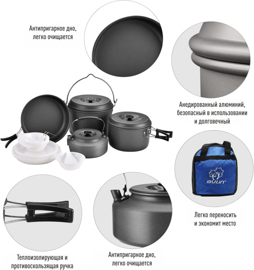 Купить BULin bl200-c9 набор посуды на 6-7 чел. 13 710 ₽ BULin bl200-c9 набор посуды на 6-7 чел.