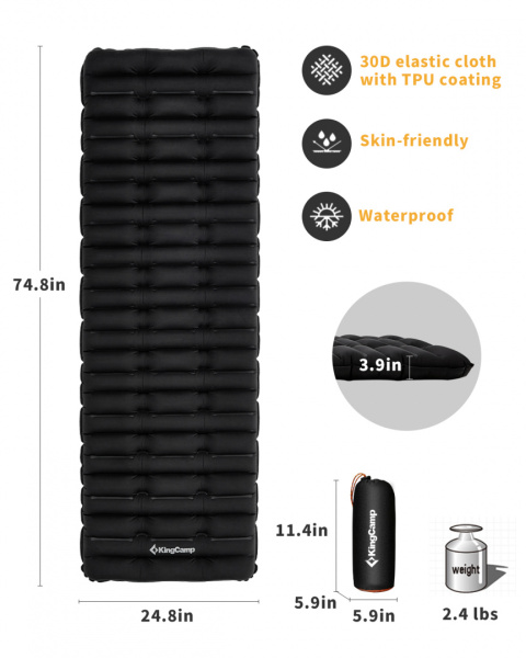 Купить King Camp 1905 super comfort single коврик надувной (чёрный, 190х63х10) 10 430 ₽ King Camp 1905 super comfort single коврик надувной (чёрный, 190х63х10)