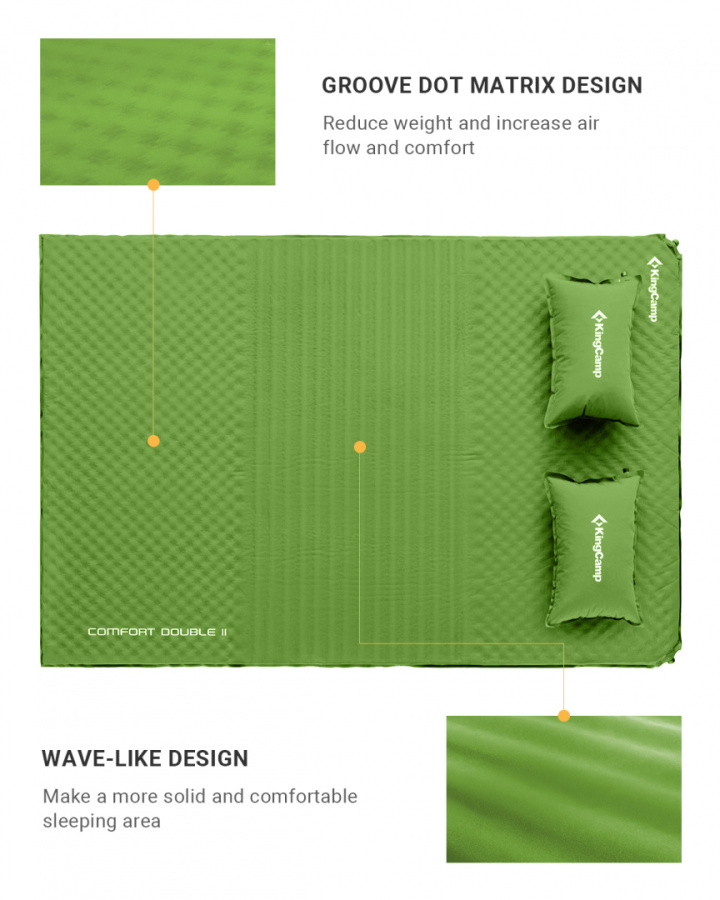 3594 COMFORT DOUBLE коврик самонад (198X130X4см, зеленый)