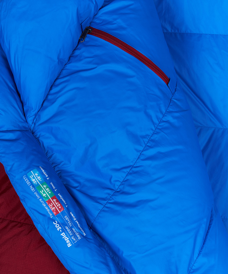Спальный мешок пуховый Rapid -30C right (Long, 1282/т.красный/синий, , , , , )