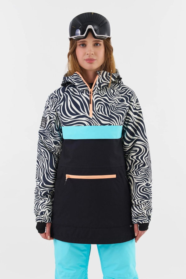 Анорак DUBLIN АК4116В (XS, 56/20/NEO29 принт зебра/черный/неоголубой, , , , , )