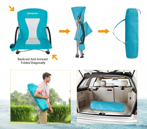 King Camp 3841 portable low sling chair кресло скл. cталь. (синий, 58х59х20/67)