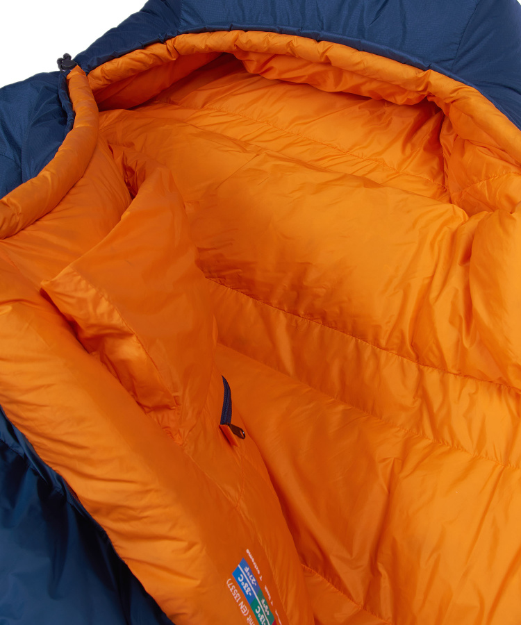 Спальный мешок пуховый Yeti-30C right (Long, 9723/деним/оранжевый, , , , , )