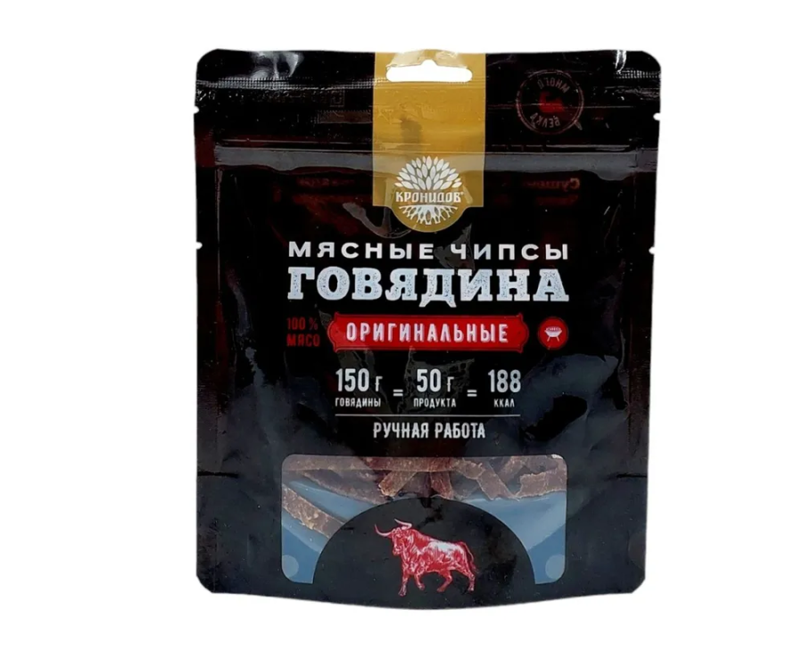 Сушеный продукт из мяса говядины "Чипсы Оригинальные" категория А (, , )