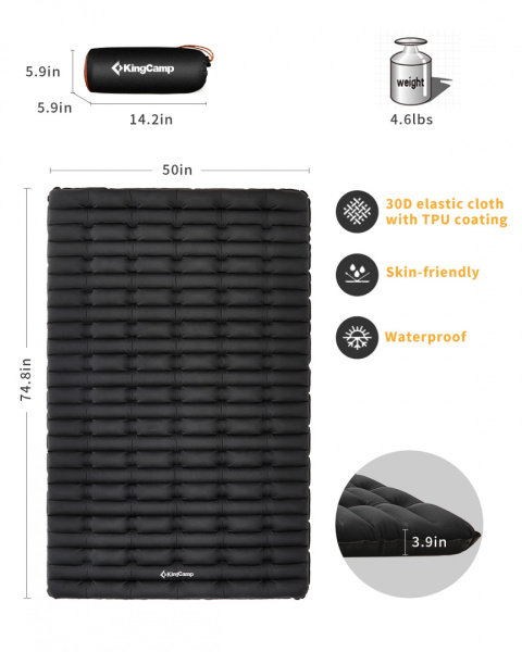 Купить King Camp 1906 super comfort double коврик надувной (190х127х10 см) 22 390 ₽ King Camp 1906 super comfort double коврик надувной (190х127х10 см)