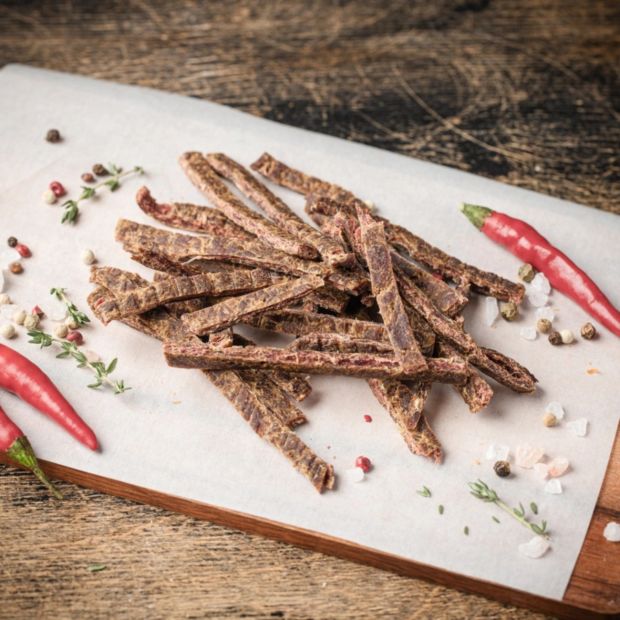 Сушеный продукт из мяса говядины "Чипсы Острые" категория А (, , )