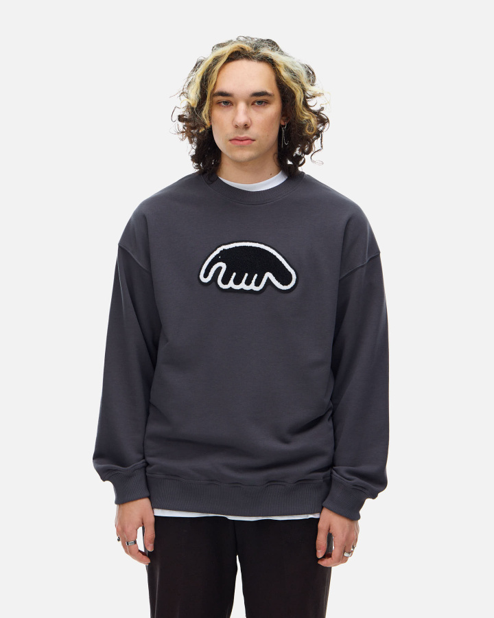 Толстовка Crewneck (XL, Grey-Black-Logo, , , , , )