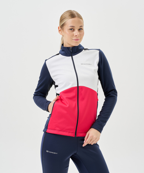 Тренировочная куртка Nordski Advance White/Pink/Blueberry W (38-S, White/Orchid/Black, , , , , )