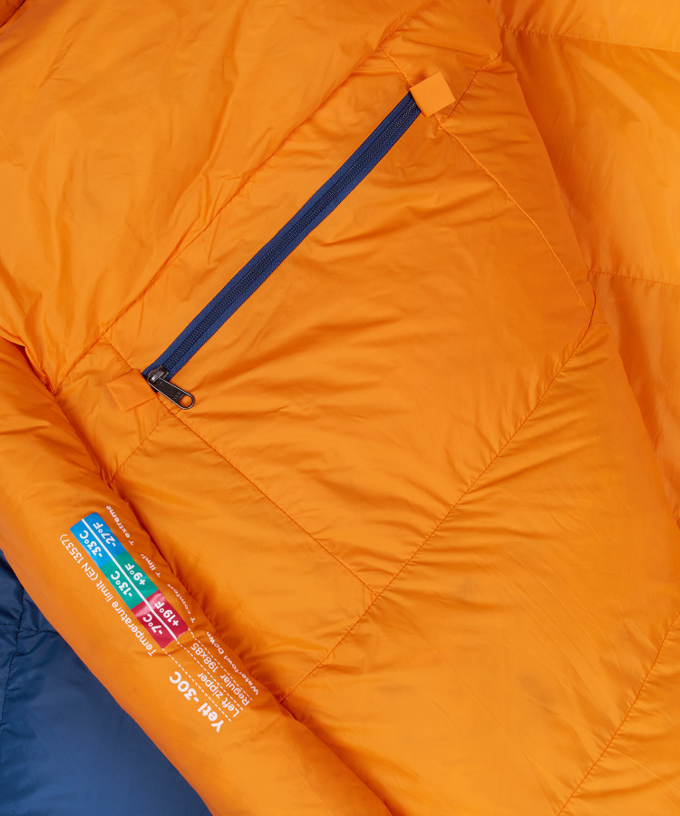 Спальный мешок пуховый Yeti-30C right (Long, 9723/деним/оранжевый, , , , , )