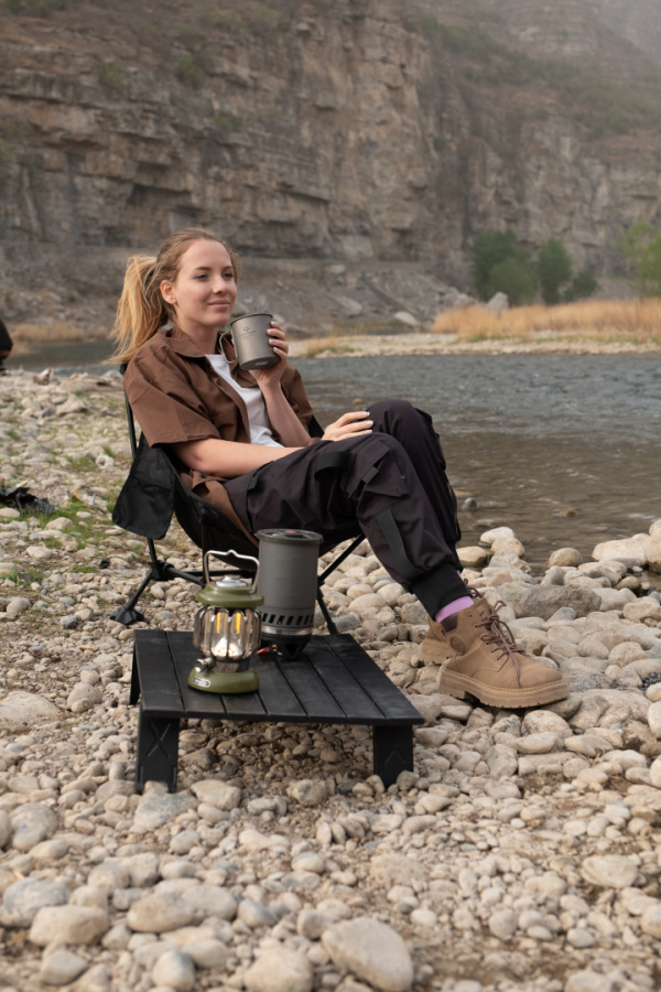 2403 MINI ALUNIUM TABLE L стол скл. алюм (черный)