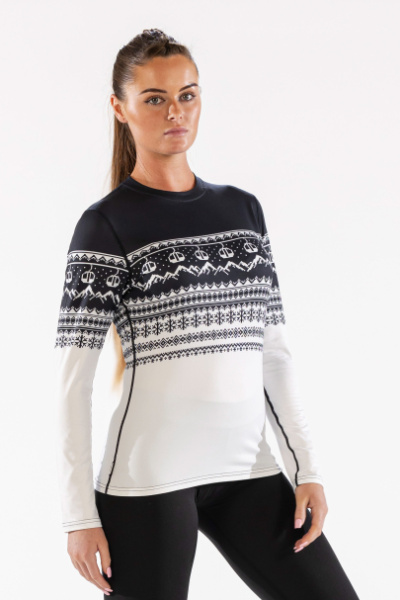Термобелье футболка COZY FAIRISLE CREW NECK женская (XS, 020 Black, , , , , )