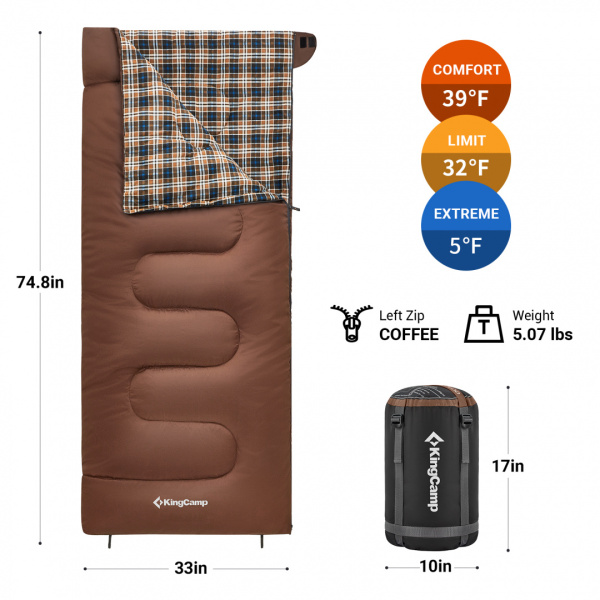 Купить King Camp 2215 snowflake 400 -15°с 190х84 спальный мешок (-15с, коричневый левый) 8 250 ₽ King Camp 2215 snowflake 400 -15°с 190х84 спальный мешок (-15с, коричневый левый)