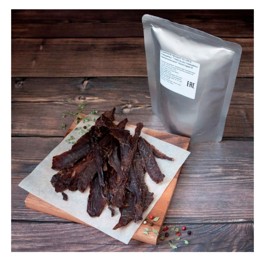 Сушеный продукт из мяса говядины "Чипсы Классические" категория А (, , )