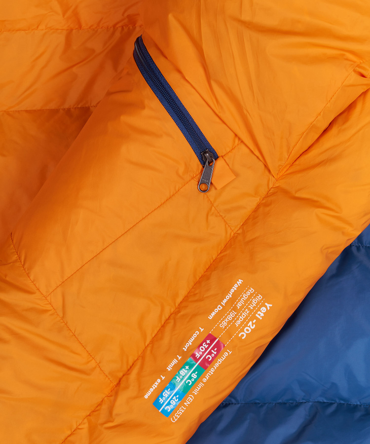 Спальный мешок пуховый Yeti-20C left (Long, 9723/деним/оранжевый, , , , , )