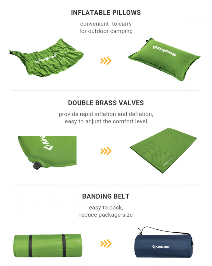 3594 COMFORT DOUBLE коврик самонад (198X130X4см, зеленый)