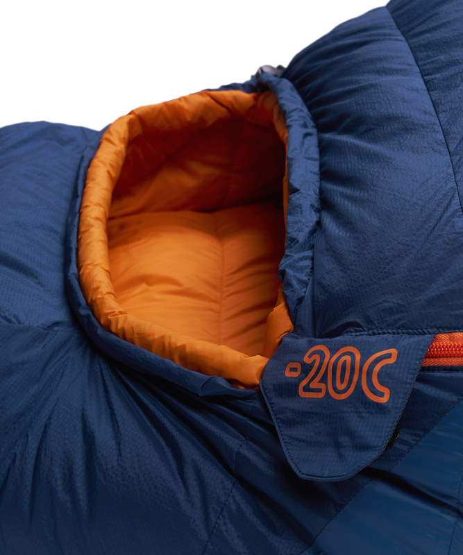 Спальный мешок пуховый Yeti-20C right (Regular, 9723/деним/оранжевый, , , , , )
