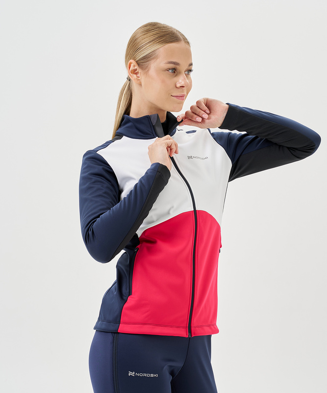 Тренировочная куртка Nordski Advance White/Pink/Blueberry W (44-XL, White/Orchid/Black, , , , , )
