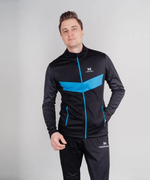 Разминочная куртка Nordski Base Black/Blue (M, Black/Blue, , , , , )
