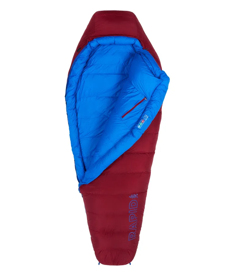 Спальный мешок пуховый Rapid -40C right (Regular, 1282/т.красный/синий, , , , , )