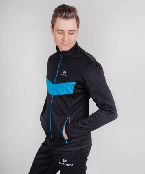 Разминочная куртка Nordski Base Black/Blue (M, Black/Blue, , , , , )