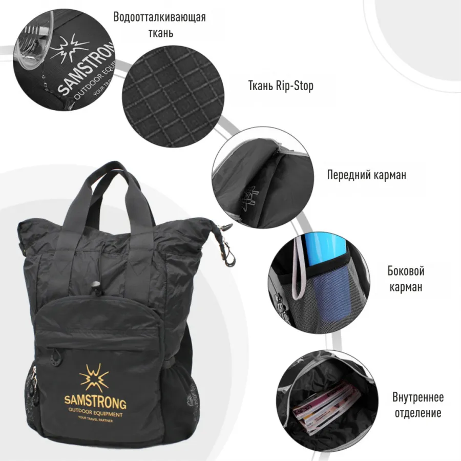 B0255 ULTRA-LIGHT BACKPACK склад. сумка-рюкзак (черный)