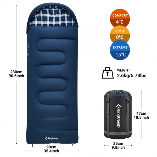 King Camp 2212 cloud 400 -15°с 230х90 спальный мешок (-15с, синий правый)