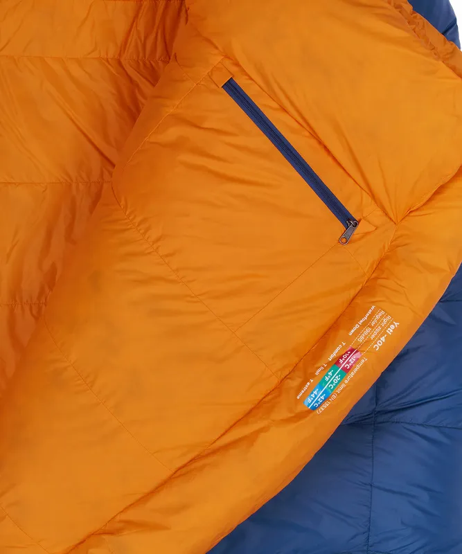 Спальный мешок пуховый Yeti-30C left (Regular, 9723/деним/оранжевый, , , , , )